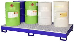 Záchytná vaňa pre 8 ks 200 l sudov, typ SW8 s pozinkovaným roštom