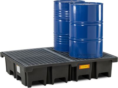 Záchytná vaňa z PE 425/4, pod 4 x 200 l sudy, s pozinkovaným roštom