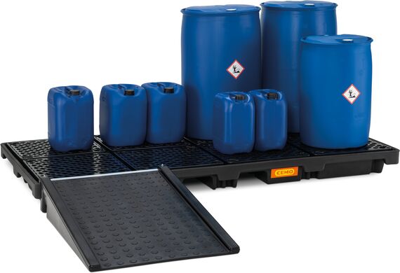 Záchytná vaňa z PE 270/8, pre sudy s chemikáliami, certifikovaná