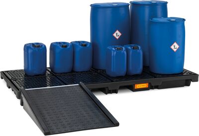 Záchytná vaňa z PE 270/8, pre sudy s chemikáliami, certifikovaná