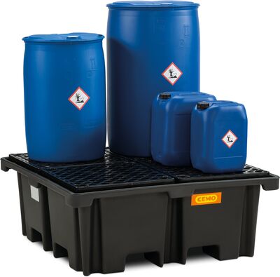 Záchytná vaňa z PE 400/4, pre sudy s chemikáliami, certifikovaná
