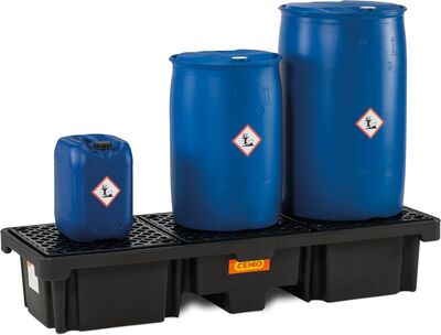 Záchytná vaňa z PE 220/3, pre sudy s chemikáliami, certifikovaná