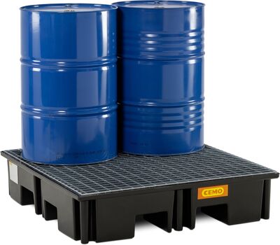 Záchytná vaňa z PE 220/4, pod 4 x 200 l sudy,  s pozinkovaným roštom, certifikovaná