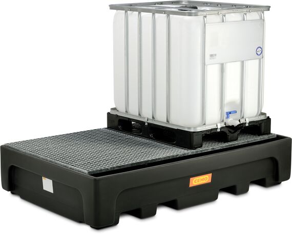 Záchytná vaňa PE pod 2 ks 1000L IBC s pozinkovaným roštom