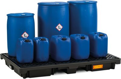 Záchytná vaňa z PE 220/6, pre sudy s chemikáliami, certifikovaná